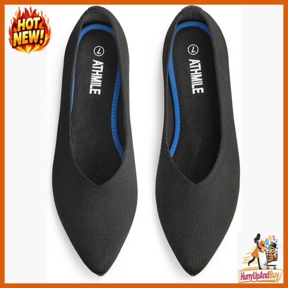 Shoes - Pointed Toe Knit Ballet Flats Elegant Dressy Business Casual Slip On Shoes